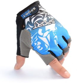 Ice silk Lycra Breathable Sunscreen Outdoor Riding Gloves (Option: Blue-One size)