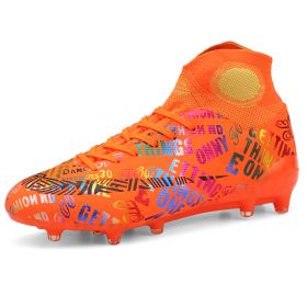 Soccer Shoes Fashion Breathable Broken Nail Soccer Shoes Men's Large Size > Shoes (Option: Fluorescent orange spikes-45)